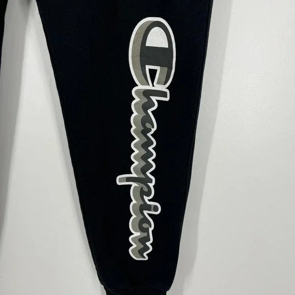 Champion Sweatpants Men's Size M Black Tapered Leg Pockets Drawstring - Picture 4 of 9